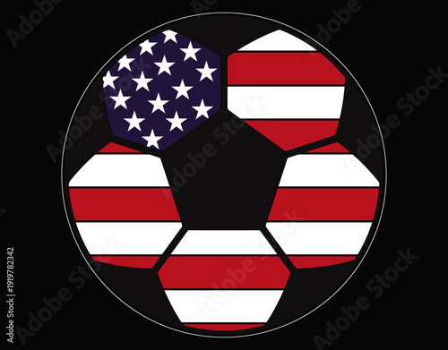 American Flag Soccer Ball Men Women Kids - printable editable vector art file.