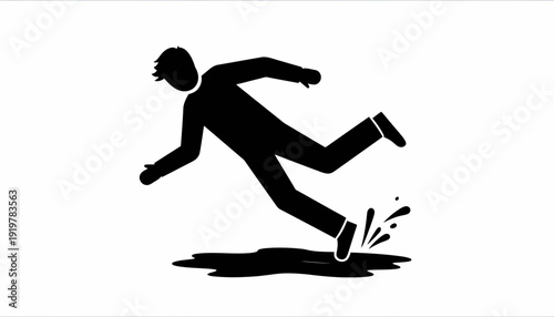 Man Slipping and Falling on the Ground.