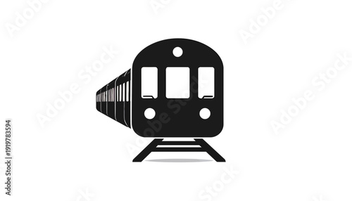 Simple black silhouette of a train on white background.