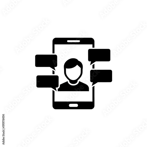 Communication UI Icon Featuring Mobile Device With Message Bubbles