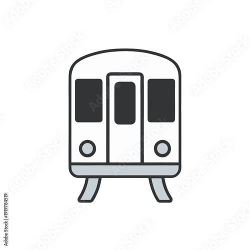 Front View Of Subway Train Vector Icon
