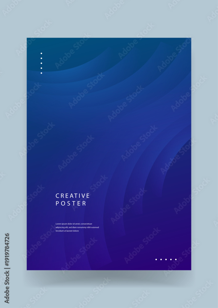 Fototapeta premium Creative poster featuring smooth overlapping blue gradient waves and curves for a fluid and modern aesthetic