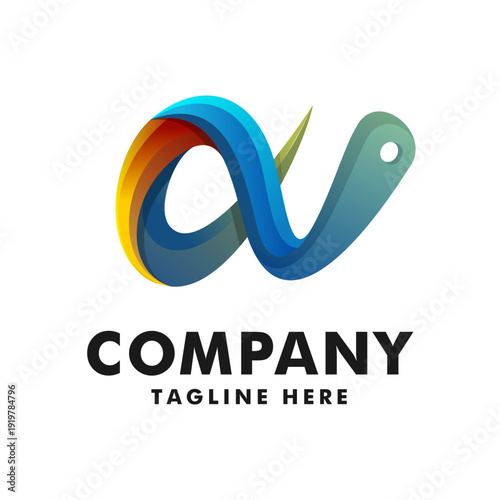 Creative Abstract Letter A Gradient Ribbon Logo