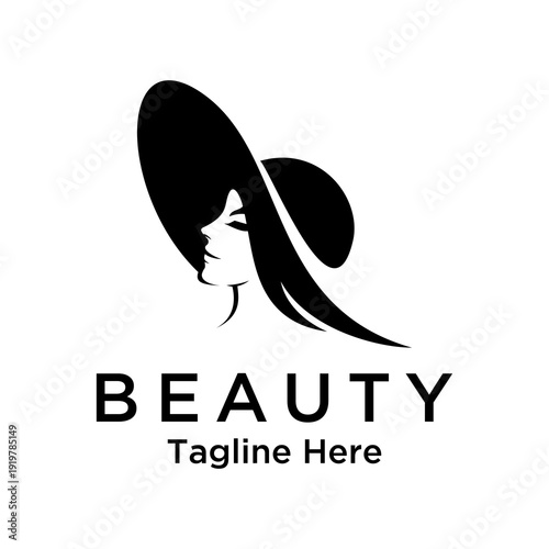 Elegant Woman Silhouette with Wide Hat Logo