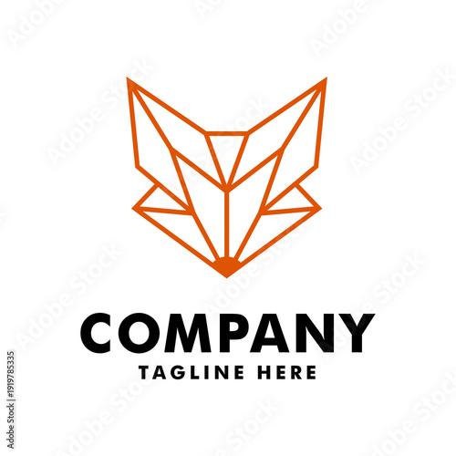 Geometric Line Art Origami Fox Head Logo