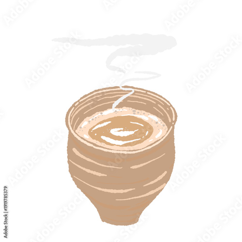 Hot Masala Chai Tea in Earthen Cup Illustration