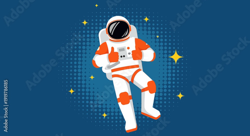 Astronaut floating in space with stars around.