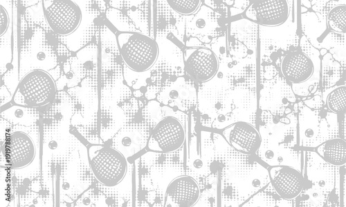 Light gray sports background with repeating tennis and padel rackets pattern in a clean modern style.
