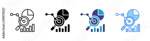 Data Analysis icon set multiple style collection