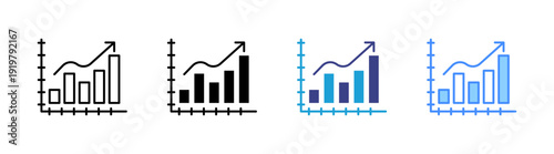 Statistical Graphic icon set multiple style collection