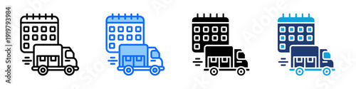 Delivery Schedule Icon Set Multi Style Vector Illustration