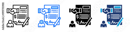 Contract Negotiation Icon Set Multi Style Vector Illustration