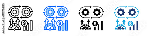 Process Optimization Icon Set Multi Style Vector Illustration
