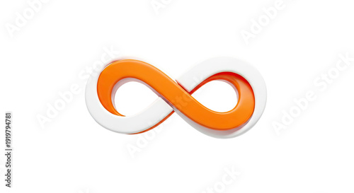 3D Infinity Symbol with Orange and White Loops