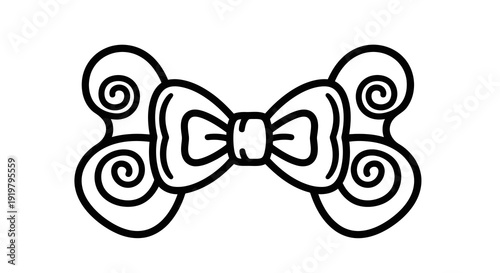 A black and white image of a decorative bow