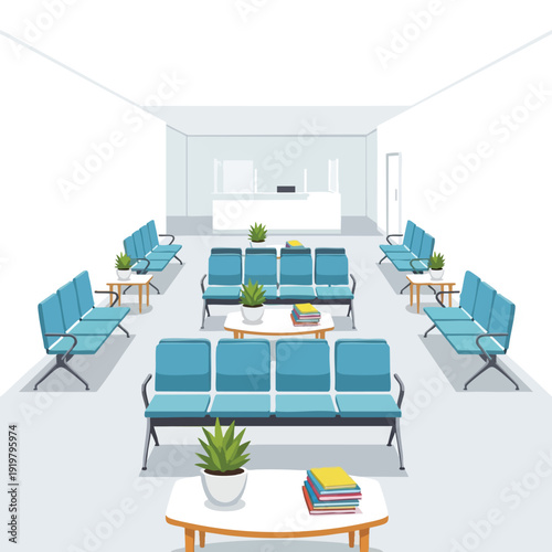 Modern Waiting Room with Comfortable Seating and Refreshments