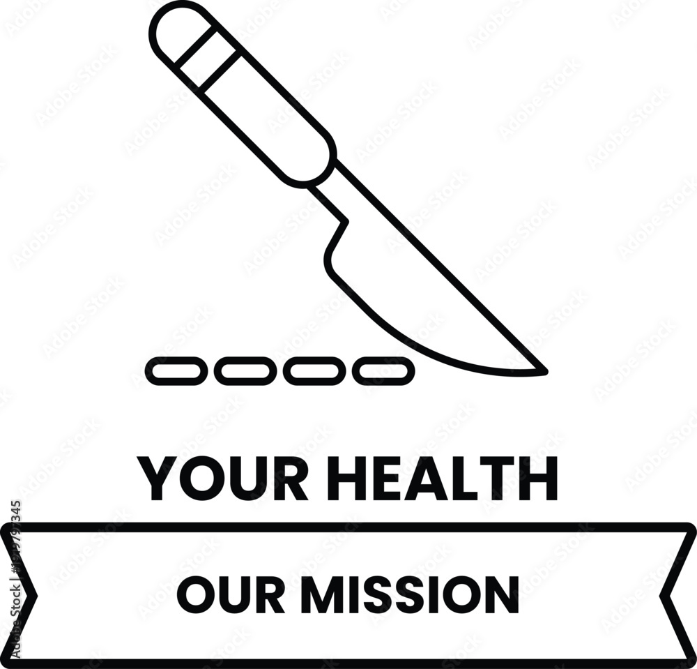 Obraz premium A knife is shown with a ribbon that says 