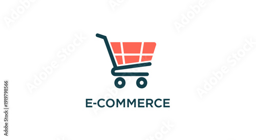 Simple E-Commerce Shopping Cart Icon Represents Online Shopping.