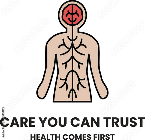 A black and white drawing of a human body with veins and a smiling face