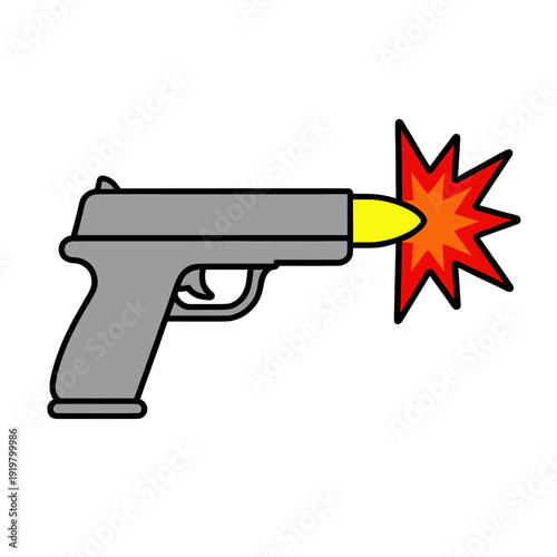 Handgun Shooting Gunfire Vector Icon