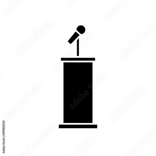 Microphone On Podium Vector Icon