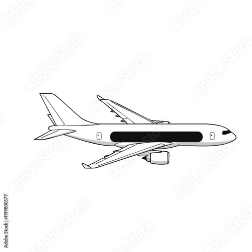 Simple Line Drawing of Airplane in Flight
