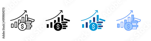 revenue growth icon set multiple style collection