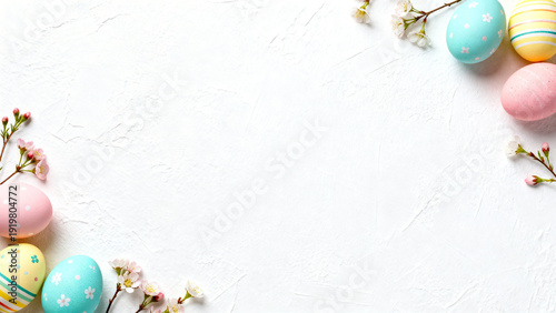Spring blossoms and Easter eggs frame design