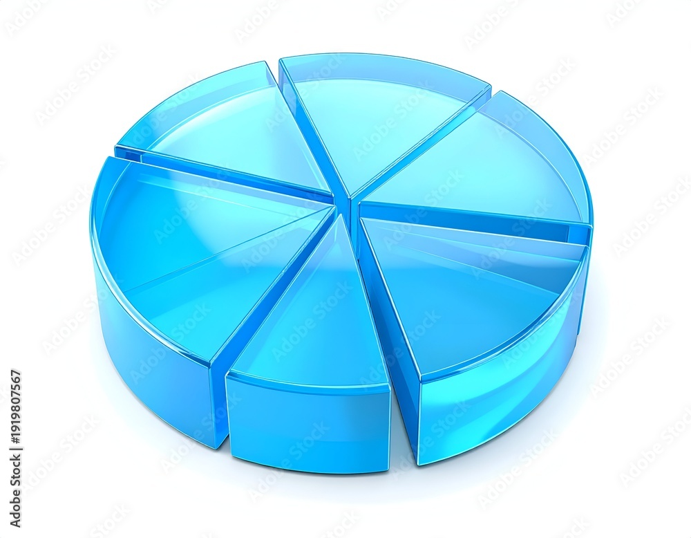 Obraz premium Blue Pie Chart with Six Slices on White Background.
