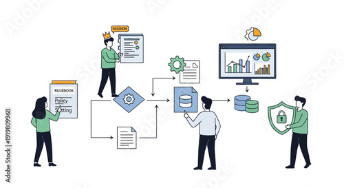 Business Process Management and Data Security Workflow Illustration.