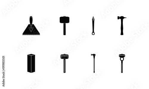 Collection of various tools and equipment icons