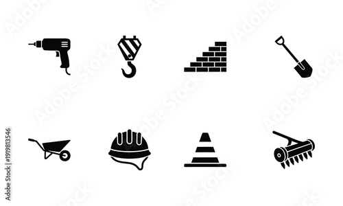 Construction and building icons set