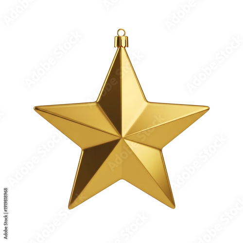 A golden star ornament hanging by a loop, symbolizing festivity and celebration