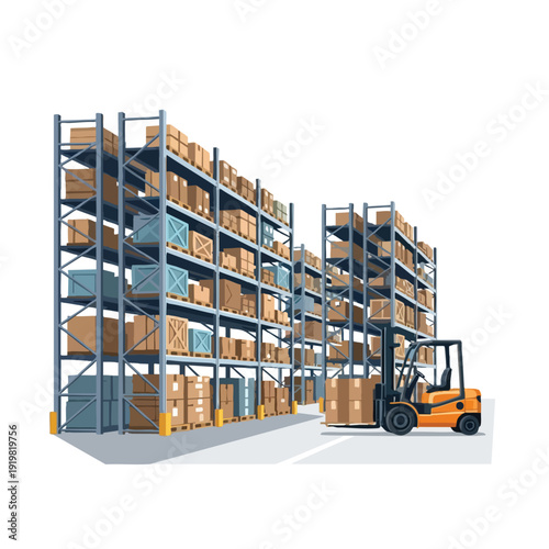 Modern Warehouse Storage with Industrial Shelving and Pallet Racking System