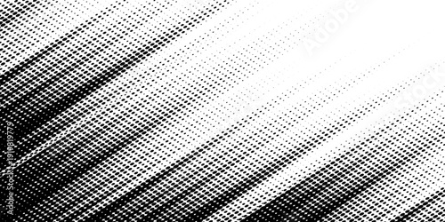 Grunge halftone gradient background. Faded grit noise texture. White and black sand wallpaper. Retro pixelated backdrop. Anime or manga style comic overlay.