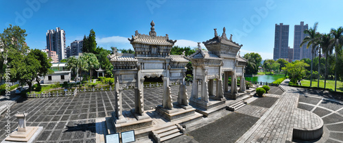 Fotografie Aerial photo of Chen Fang's Former Residence in Meixi memorial archway Tourist A
