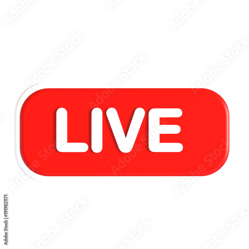 Red LIVE Button for Social Media Streaming and Online Broadcast