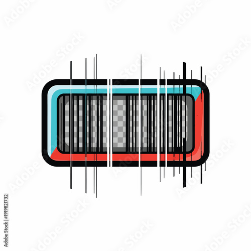 A distorted rectangle with colorful borders and glitch effect