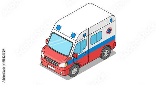 Isometric Ambulance Vehicle for Emergency Medical Services.