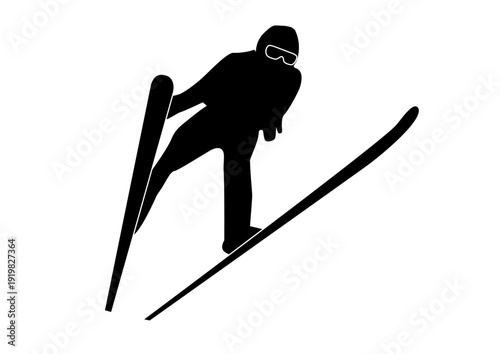 スキーのジャンプ競技シルエット