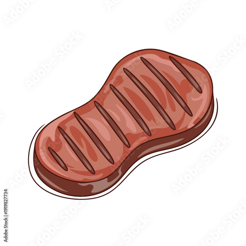 Close up of a Juicy Grilled Steak with Char Marks on a White Background