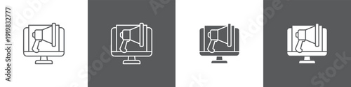 Advertising line glyph icon style in white and black background