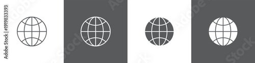 Global line glyph icon style in white and black background