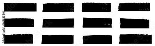 Grunge square frames set. Black vector rough edge rectangles. Paint brush strokes. vector illustration