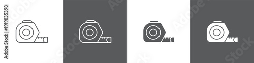 Measurement line glyph icon style in white and black background