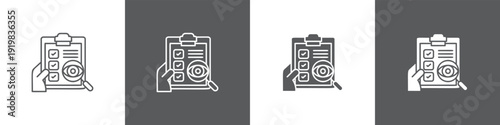 Evaluation line glyph icon style in white and black background