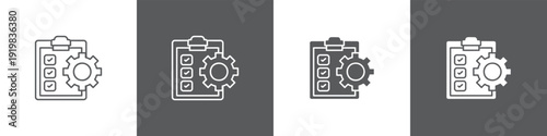 Implementation line glyph icon style in white and black background