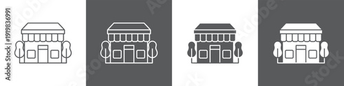 Retailer line glyph icon style in white and black background