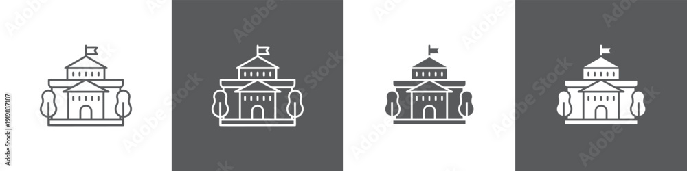 Fototapeta premium Government line glyph icon style in white and black background