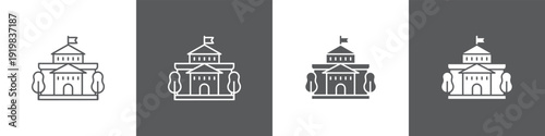Government line glyph icon style in white and black background